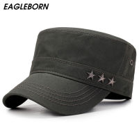 EAGLEBORN Army 3 Stars Flat Top Mens Women Caps Hat Adjustable Casual Military Hats for Men Snapback Cadet Military Patrol