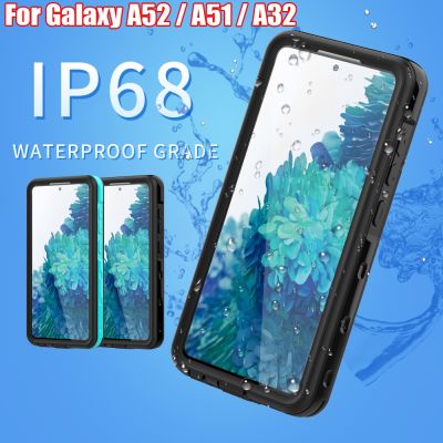 [Yellow peach flavor] เคสเกราะกันน้ำ IP68สำหรับ Samsung Galaxy A51 A52 A32 5G ดำน้ำว่ายน้ำวิ่งกีฬากลางแจ้ง Droof Anti-Fall Drop Proof TPU Cover