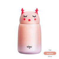 VIGO แก้วเก็บความเย็น ไล่โทนสี ทรงกวางน้อย ขวดน่ารักขนาดเล็ก ความจุ 320ml วัสดุสแตนเลส Mini Water Bottlle รุ่น B0G1163