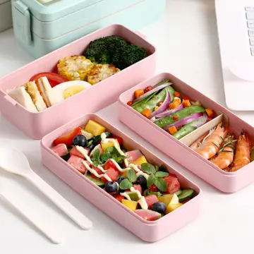 3 Layer Lunch Box Spoon Fork Dinnerware Bento Box Set Food Storage