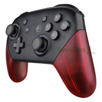 eXtremeRate Transparent Clear Red DIY Hand Grip Shell Case Replacement for NS Switch Pro Controller