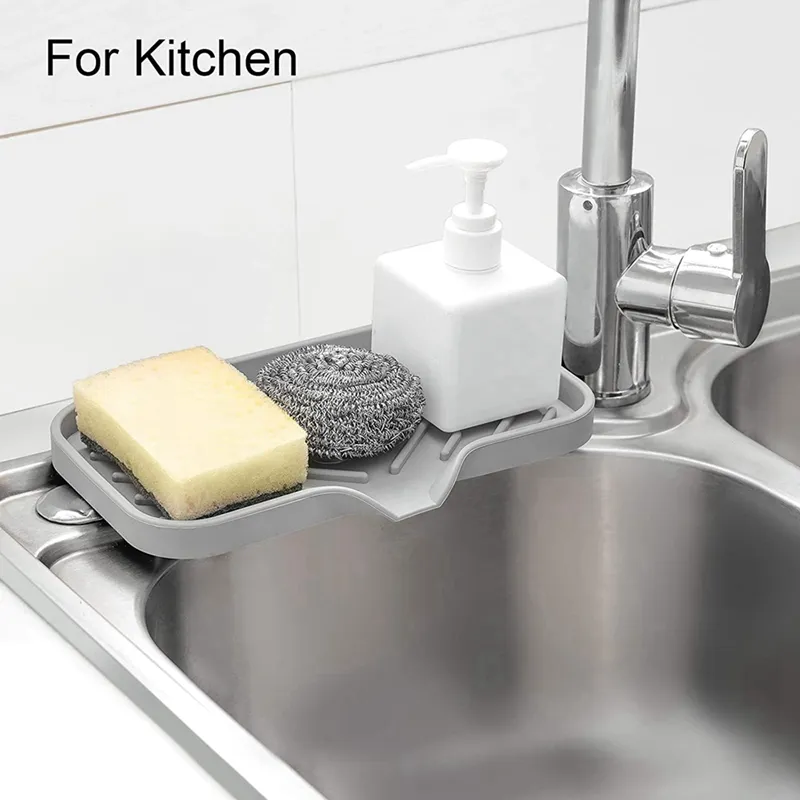 Kitchen Silicone Soap Dish Sink Tray Sponge Tray Sponge Draining