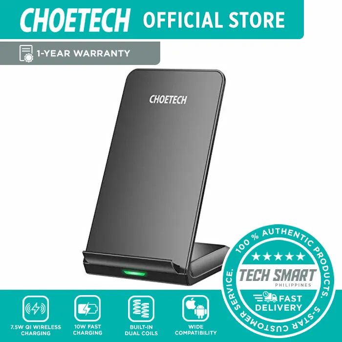 CHOETECH Fast Wireless Charger Two Coils Stand,  Wireless Charger  Compatible iPhone Xs Max/XR/XS/X/8/Plus, 10W Fast Charging Compatible Galaxy  Note 9/S9/Note 8/S8, 5W All Qi-Enabled Phones | Lazada PH