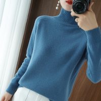 ☎ Turtleneck Sweater 2023 Thick Warm Korean Fashion Knitwears Womens Pullovers Sleeve Knitted