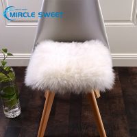 ☌ 40X40cm Square Faux Fur Sheepskin Chair Cover Seat Cushion Pad Super Soft Area Rugs for Living Bedroom Sofa Car Seat Cushion