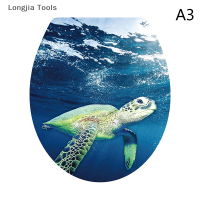 Longjia Tools สติ๊กเกอร์ติดเบาะห้องน้ำลายสัตว์ใต้ทะเลแบบทำมือสติกเกอร์ติด3D ที่นั่งชักโครกทำจาก PVC วอลเปเปอร์ศิลปะติดผนังห้องน้ำสติกเกอร์ติดห้องน้ำลอกออกได้