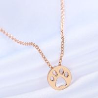 Kinitial Fashion Pets Dogs Footprints Paw Chain Pendant Necklace Geometric Animal Necklaces &amp; Pendants Jewelry for Women Gift Fashion Chain Necklaces