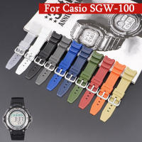 เรซิ่น TPU สำหรับนาฬิกา Casio SGW-100เปลี่ยนสายนาฬิกากันน้ำกีฬาสายรัดข้อมือเข็มขัดหัวเข็มขัดสแตนเลส Accessories