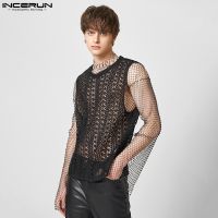 hot【DT】 Leisure New Mens Hollow-out Printed Vests Fashionable Male Sleeveless See-through S-5XL 2023