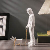 Banksy Street Art Barking Dog Walker Graffiti รูปปั้นประติมากรรมสะสมตกแต่ง Figurines Home Office Desk ตกแต่ง