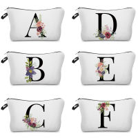 【cw】Bridesmaid Makeup Bag Flower Alphabet Printed Storage Bag Cosmetic Bags for Bride Bridesmaid Proposal Gift Beautiful Womens Baghot