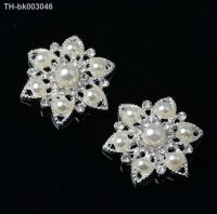 ❍❍ 10Pcs/Lot Silver Alloy Pearl Rhinestone Flower Embellishment Button Hair Decoration Accessories Diy Crafts