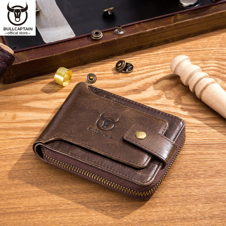 top-bullcaptain-rfid-anti-theft-brush-zip-card-holder-mens-leather-wallet