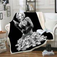 New Bedding Outlet Skull Marilyn Monroe Plush Blanket Sherpa Blanket Gothic Bedding Black Bed Blanket For Boy Mantas De Cama 001