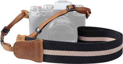 Padwa Lifestyle Black Striped Camera Strap - Double Layer top-grain Cowhide Ends,1.5"Wide Pure Cotton Woven Camera Strap,Adjustable Universal Neck &amp; Shoulder Strap for All DSLR Cameras,Great Gift for Photographers K# - Black Striped 1.5 inch Wide