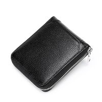 [COD] Mens short leather zipper multifunctional drivers card bag cowhide 2019 new mens