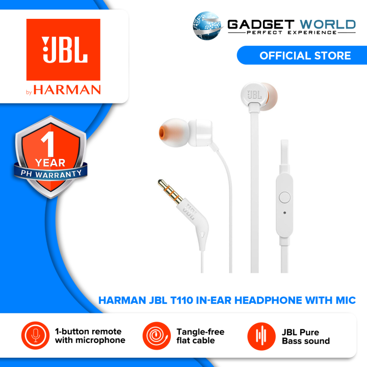 Harman JBL T110 InEar Headphone With Mic Lazada PH