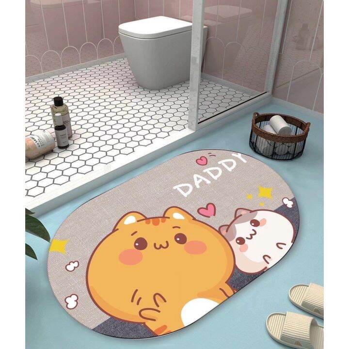 พรมปูพื้นห้องน้ำ-bathroom-rug-non-slip-พรมหน้าห้องน้ำ-พรมเช็ดเท้า-พรมเช็ดเท้าห้องน้ำ-พรมปูพื้น-ด้านล่างเป็นยางกันลื่น-นิ่ม-ซับน้ำได้ดี-เมมโมรี่โฟม-สบายเท้า-ขนาด-60x40cm-พรมในห้องน้ำ-พรมห้องน้ำ-แห้งเร็