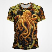 Ocean Octopus Pattern เสื้อยืดพิมพ์เสื้อยืดผู้ชาย Vintage Goth เสื้อยืดผู้ชาย แฟชั่นฤดูร้อนแขนสั้น 3D อะนิเมะพิมพ์ด้านบน XS-5XL