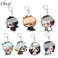 Anime Bleach Keychain Kurosaki Ichigo Ishida Uryuu Kuchiki Rukia Figure Q Version Keyring Collection Accessories