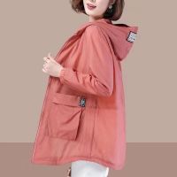 【CC】 2023 Womens Jacket Sleeve Hooded Coat Thin Protection Clothing Outdoor Windbreaker Female