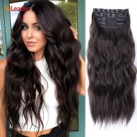Clip In Hair Extensions Synthetic Hair 20Inch Long Wavy Hair Piece Clip In Hair Extensions 11Clips 4Pcs/Set Ombre Fake Hairpeces Wig  Hair Extensions