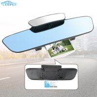 Car Rear Rearview Mirror Rear View Stop Sign Photo Frame Double Lens Anti Dazzle Auxiliary Multifunctional Blue Mirror Universal