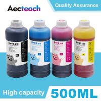 Aecteach เครื่องพิมพ์สีย้อมขวด500มล. ชุดหมึกเติมปากกา4สีสำหรับ HP เครื่องพิมพ์แคนนอนสำหรับ Epson สำหรับ Y53ตลับหมึก Brother