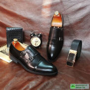 Giày tây Monk Strap da bò đen