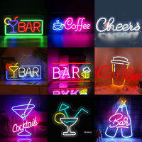 บาร์แก้วไวน์ LED Neon Sign Light ตกแต่งโคมไฟกลางคืน Custom Party Time กาแฟเบียร์ Wall Room Shop Club โรงแรม USB Plug Gift