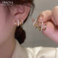 MIAOYA Fashion Jewelry Shop INS รูปร่างกรงเล็บ ที่หนีบหูสำหรับผู้หญิง ต่างหูสีทองพรีเมี่ยมสำหรับนักเรียน ของขวัญวันเกิดที่สวยหรู