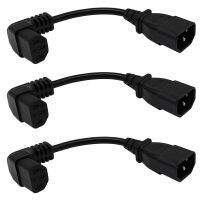 3 Pcs 18cm IEC 320 90 Degree C13 3 Pin Female to C14 3 Pin Male PDU Power Supply Extension Cord for Computer LED HDTV