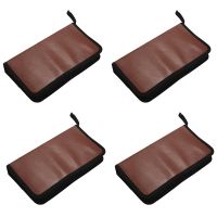 4X 80-Discs Portable Leather Storage Bag Zippered Storage Case for CD DVD Hard Disk Album - Brown