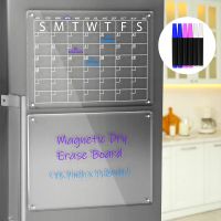 ♤ Acrylic Magnetic Calendar Board Planner Daily Weekly Monthly Schedule Fridge Magnet Dry Erase Board for Home School Office