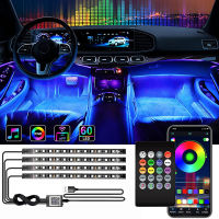 Neon 48 72 LED Car Interior Ambient Foot Strip Light Kit Backlight Remote App Music Control Auto RGB Atmosphere Decorative Lamps