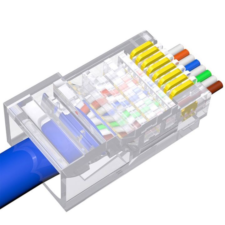 100ชิ้นเครือข่ายผ่านการเชื่อมต่อ-rj45-cat6-cat5e-lan-utp-เคเบิ้ลเสียบเครื่องมือฟรี-cat6การติดตั้งสายเคเบิลเชื่อมต่อ