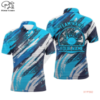 POLO 2023 Personalized shirts Bowling For Men Bowling Balls And Pins Bowling Team POLO shirts Blue 3D Printed Polo POLO shirts Tees (FREE NICK NAME LOGO) New polo shirt