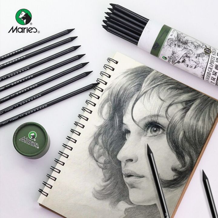 maries-full-charcoal-carbon-pencils-non-wood-graphite-sticks-sketch-charcoal-pencil-24pcs-soft-medium-charcoal-pens-stationery