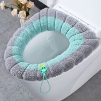 【LZ】 Universal Toilet Seat Cover with Rope Pumpkin Pattern Closestool Mat Soft Warm Toilet Seat Cushion Bathroom Lid Accessories