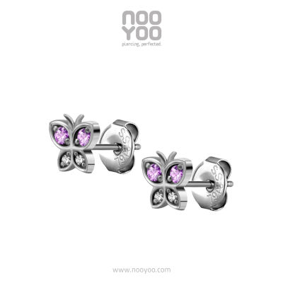 NooYoo ต่างหูสำหรับผิวแพ้ง่าย Butterfly Surgical Steel