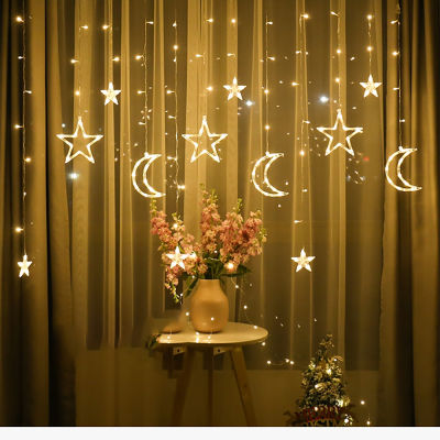 EU Plug Moon Star LED Fairy String Light Garland EID Mubarak Ramadan Decoration Christmas Holiday Lighting Wedding Party