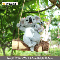 D-Night เรซิ่นแบบแขวนน่ารัก Koala แกว่ง Koala ตุ๊กตาแต่งสวนรูปปั้นสำหรับ Patio การตกแต่งสวนลาน