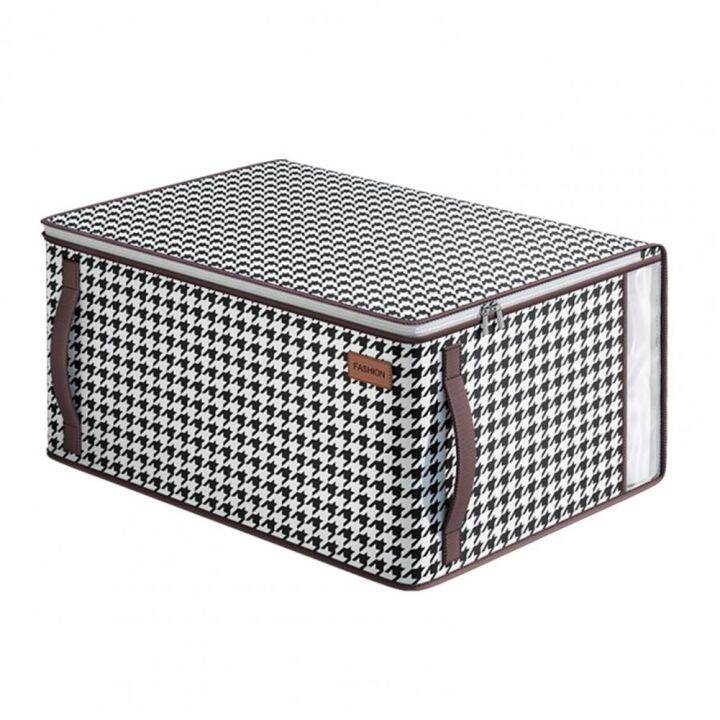 large-capacity-quilt-storage-bag-houndstooth-pattern-visible-window-thickened-student-luggage-packing-moving-bag-for-dormitory