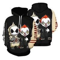 3D Print S - 5XL sweatershirt Pennywise &amp; Jack Skellington Halloween Hoodie