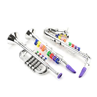 3Pcs Saxophone Trumpet Children Toy Wind and Brass Musical Instruments Combo Toy for Toddlers Play