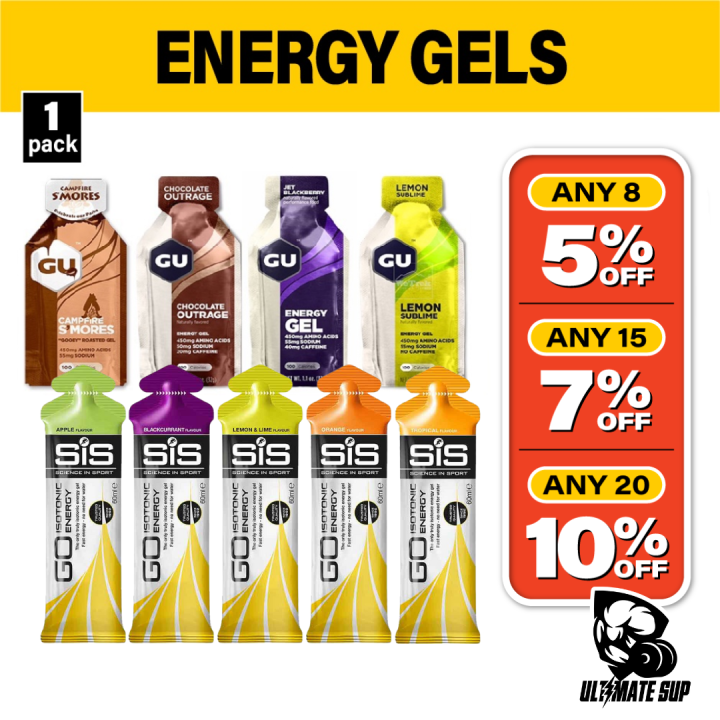 Energy Gels, GU Energy n SiS Gel Assorted Flavors, Sport Energy Gel