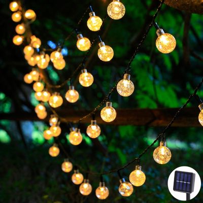 Solar Fairy Lights LED Strings Outdoor Crystal Bubble Ball Globe 8 Modes Waterproof Lamp For Garden Party Christmas Decor