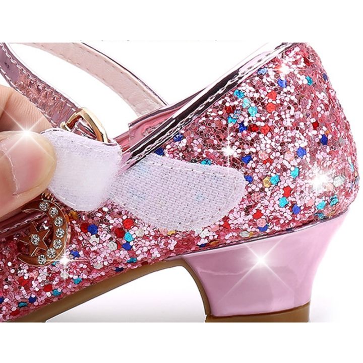 jeansame-dress-2022เด็กรองเท้าหนังสาวรองเท้าชุดแต่งงานเด็กเอลซาเจ้าหญิง-bowtie-รองเท้าเต้นรำสำหรับสาวๆรองเท้าลำลองรองเท้าแตะแบน