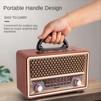 ▪ High Quality Wooden Retro Portable Radio Music Player AM/FM/SW Multi-function Bluetooth Speaker Subwoofer Card Audio Caixadesom