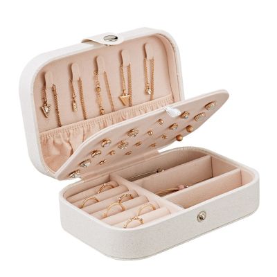 ✢♞ 2022 Portable Jewelry Box Jewelry Organizer Display Travel Jewelry Case Boxes Button Leather Storage Zipper Jewelers Joyero